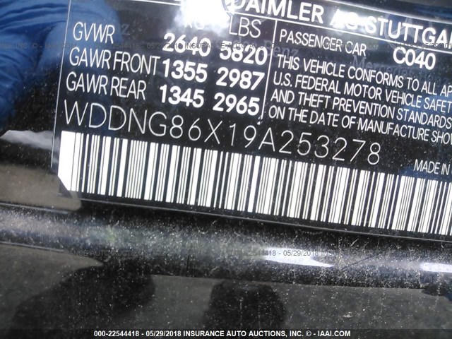 WDDNG86X19A253278 - 2009 MERCEDES-BENZ S 550 4MATIC BLACK photo 9