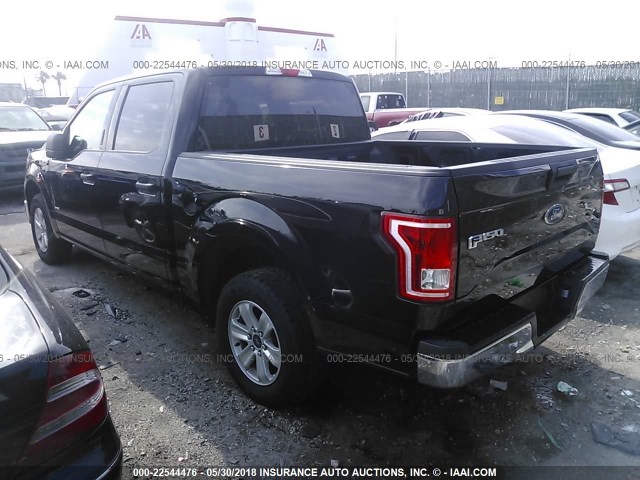 1FTEW1CG0HFA11625 - 2017 FORD F150 SUPERCREW BLACK photo 3