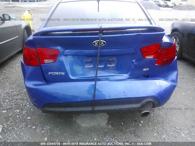 KNAFW4A36A5115387 - 2010 KIA FORTE SX BLUE photo 6