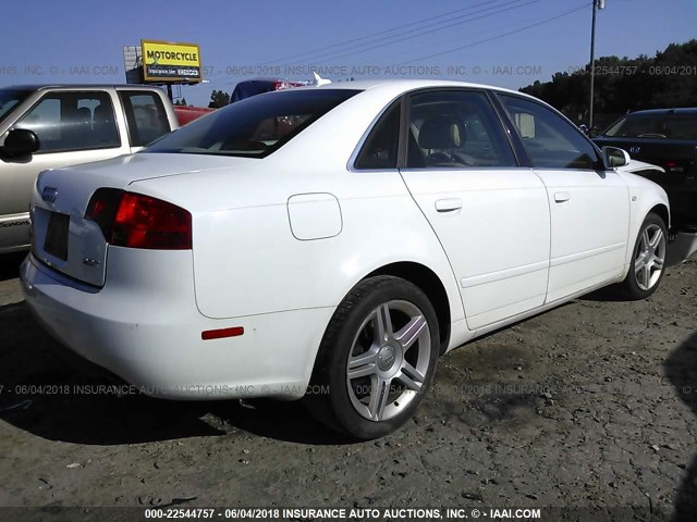 WAUAF78E57A265445 - 2007 AUDI A4 2/TURBO WHITE photo 4