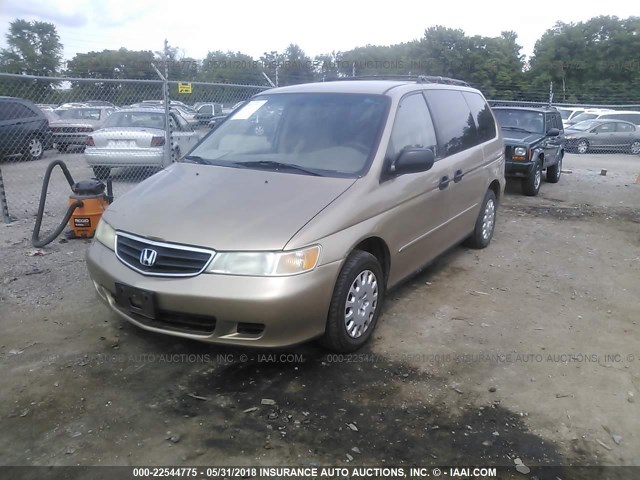 2HKRL185X2H589505 - 2002 HONDA ODYSSEY LX GOLD photo 2