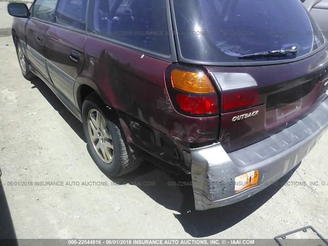 4S3BH665226622610 - 2002 SUBARU LEGACY OUTBACK RED photo 6