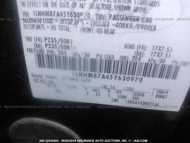 1LNHM87A45Y630970 - 2005 LINCOLN LS 黑色 照片 9