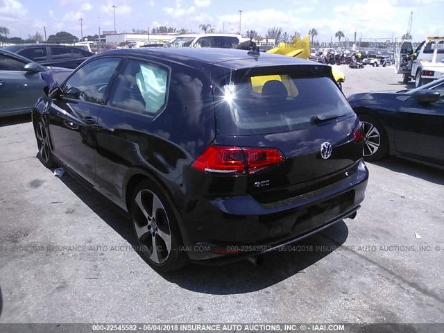 3VWTT7AU5FM049230 - 2015 VOLKSWAGEN GTI BLACK photo 3