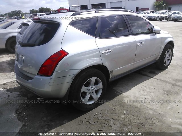 JN8AZ08T24W209580 - 2004 NISSAN MURANO SL/SE SILVER photo 4