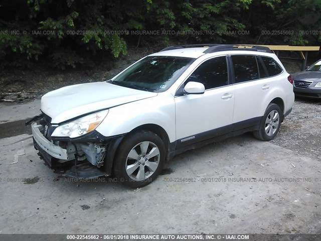 4S4BRBJC0B3415576 - 2011 SUBARU OUTBACK 2.5I LIMITED WHITE photo 2