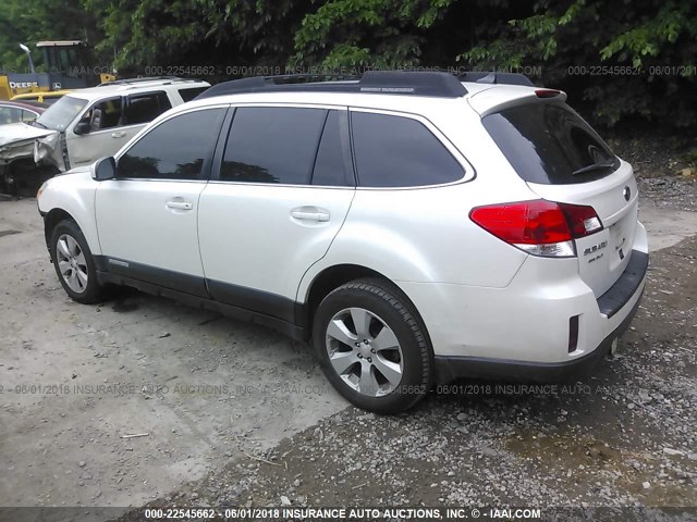 4S4BRBJC0B3415576 - 2011 SUBARU OUTBACK 2.5I LIMITED WHITE photo 3