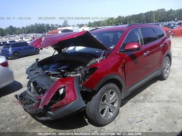 KM8SM4HFXFU099811 - 2015 HYUNDAI SANTA FE GLS RED photo 2