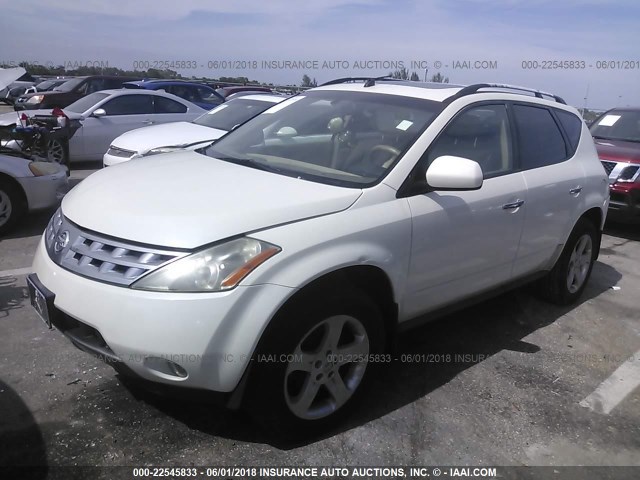 JN8AZ08T23W112894 - 2003 NISSAN MURANO SL/SE WHITE photo 2