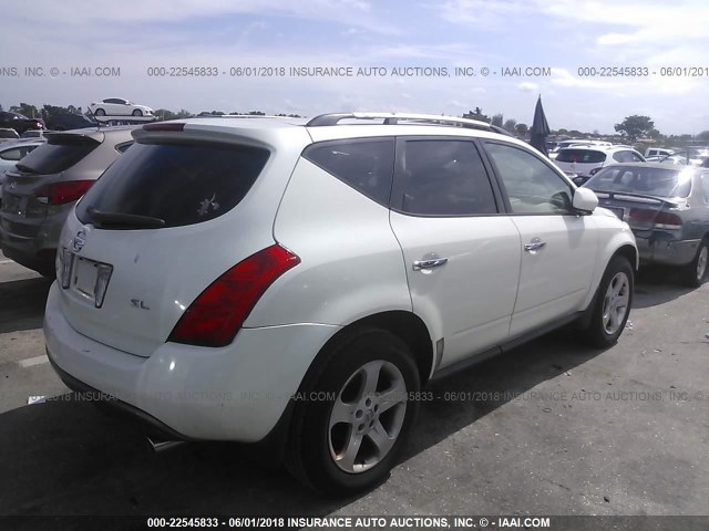 JN8AZ08T23W112894 - 2003 NISSAN MURANO SL/SE WHITE photo 4