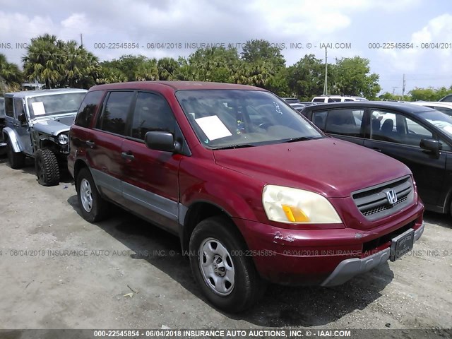 2HKYF181X4H600053 - 2004 HONDA PILOT LX RED photo 1