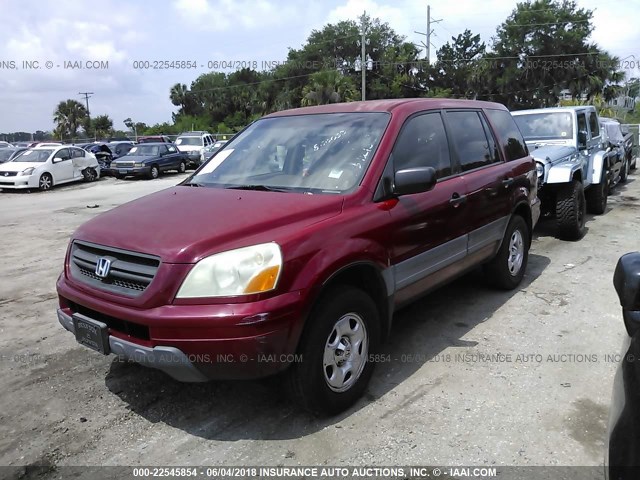 2HKYF181X4H600053 - 2004 HONDA PILOT LX RED photo 2