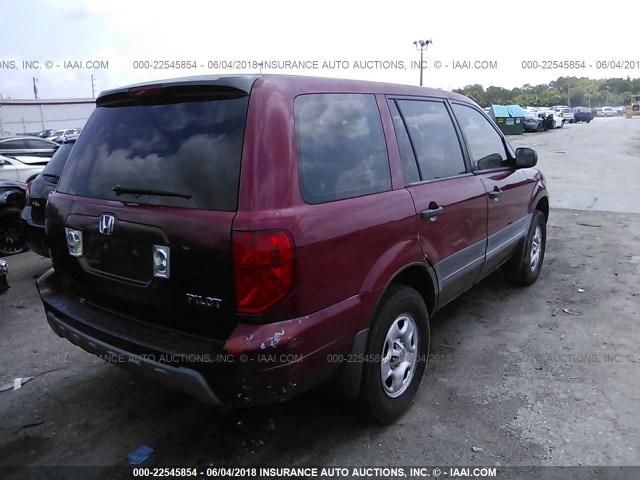 2HKYF181X4H600053 - 2004 HONDA PILOT LX RED photo 4