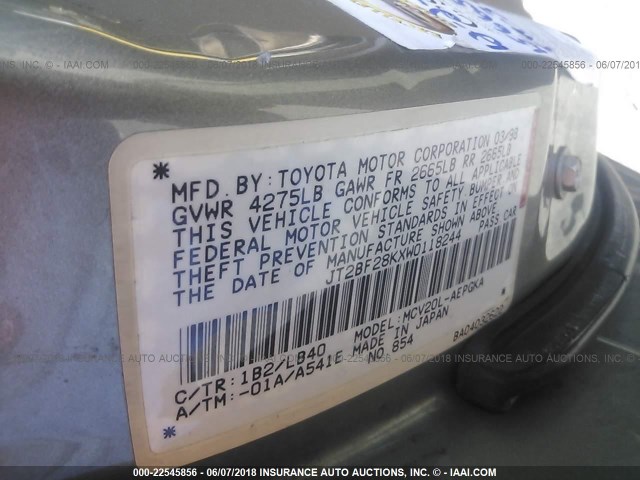 JT2BF28KXW0118244 - 1998 TOYOTA CAMRY LE/XLE GOLD photo 9