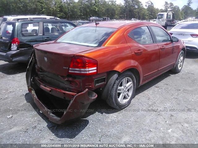 1B3LC56K78N172388 - 2008 DODGE AVENGER SXT ORANGE photo 4