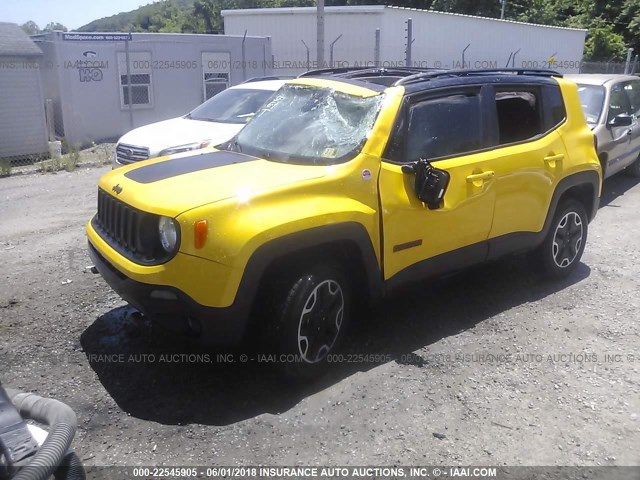 ZACCJBCT7GPD47910 - 2016 JEEP RENEGADE TRAILHAWK YELLOW photo 2