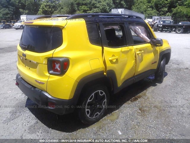 ZACCJBCT7GPD47910 - 2016 JEEP RENEGADE TRAILHAWK YELLOW photo 4