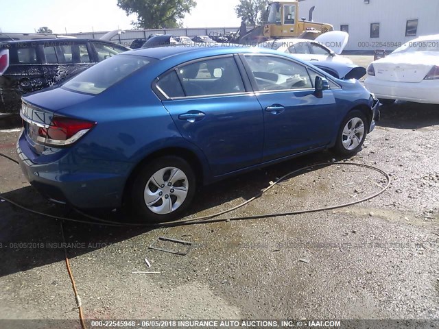 2HGFB2F54DH562036 - 2013 HONDA CIVIC LX BLUE photo 4