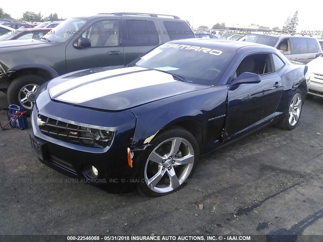 2G1FB1EV6A9170331 - 2010 CHEVROLET CAMARO LT BLUE photo 2