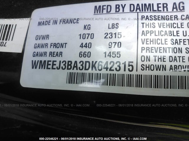 WMEEJ3BA3DK642315 - 2013 SMART FORTWO PURE/PASSION WHITE photo 9