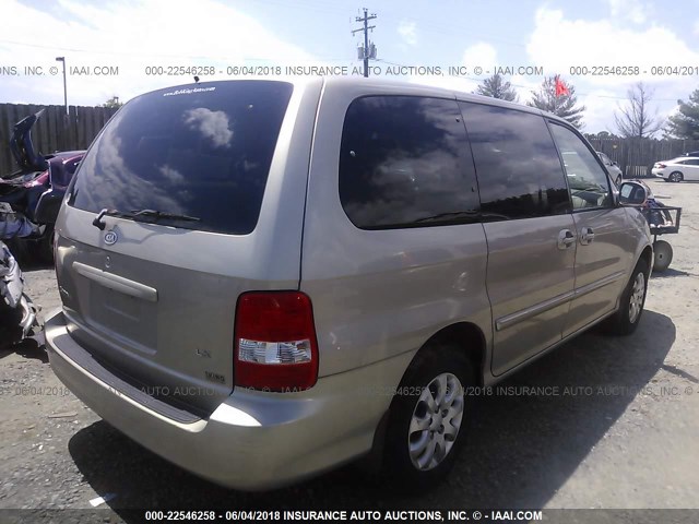 KNDUP132856724796 - 2005 KIA SEDONA EX/LX TAN photo 4