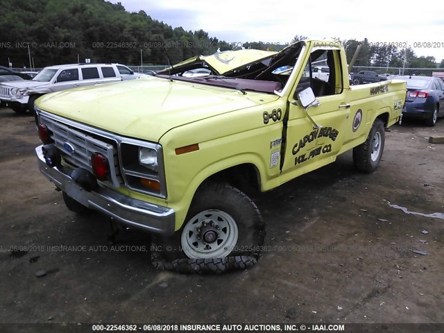 1FTEF26N2GNB41359 - 1986 FORD F250 YELLOW photo 2