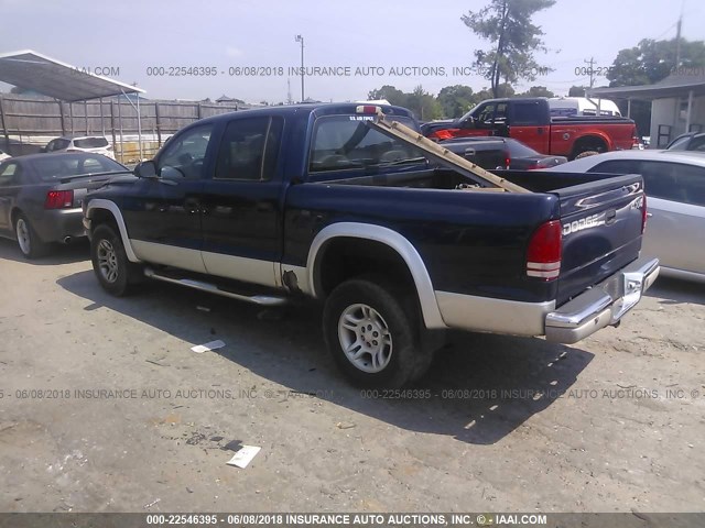 1B7HG2AN11S322897 - 2001 DODGE DAKOTA QUAD BLUE photo 3