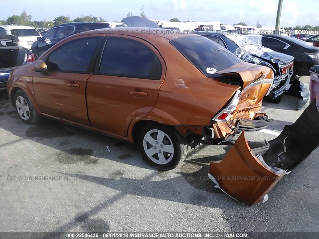 KL1TD56617B118624 - 2007 CHEVROLET AVEO LS ORANGE photo 3