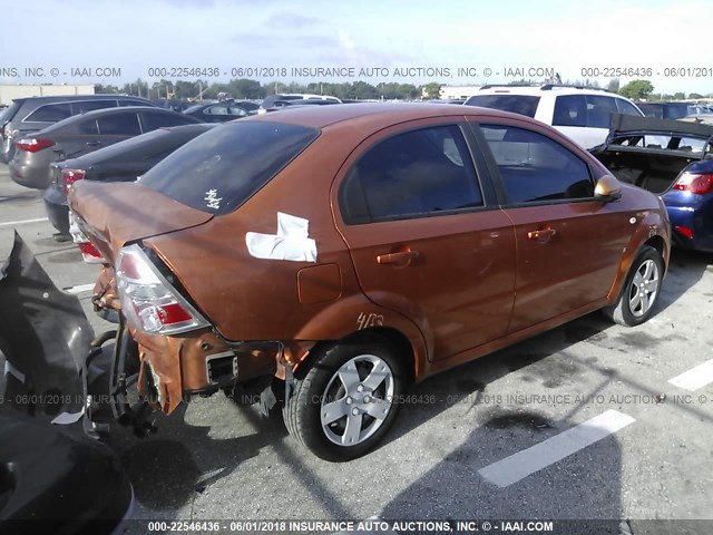 KL1TD56617B118624 - 2007 CHEVROLET AVEO LS ORANGE photo 4