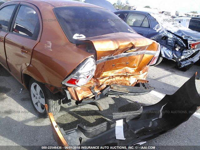 KL1TD56617B118624 - 2007 CHEVROLET AVEO LS ORANGE photo 6