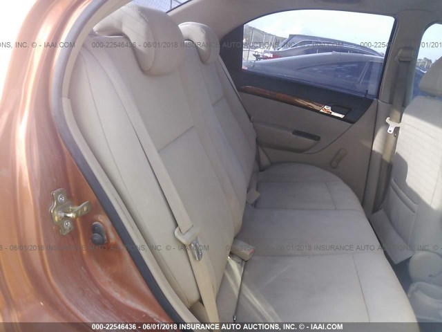 KL1TD56617B118624 - 2007 CHEVROLET AVEO LS ORANGE photo 8