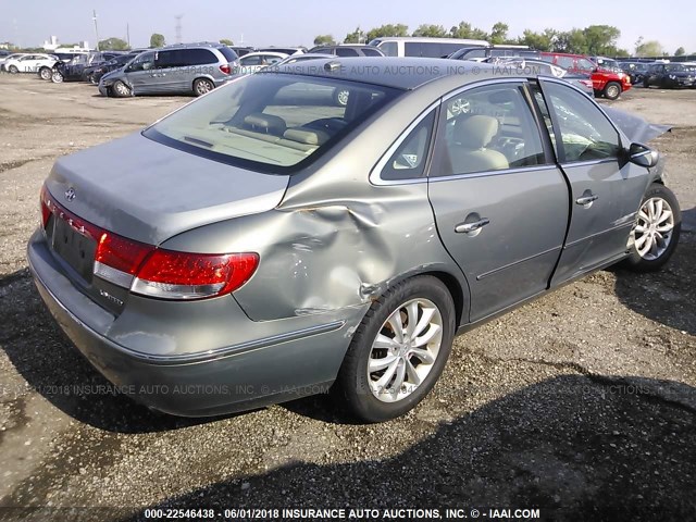 KMHFC46F27A240199 - 2007 HYUNDAI AZERA SE/LIMITED GREEN photo 4