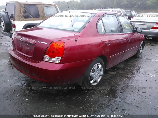 KMHDN46D45U937191 - 2005 HYUNDAI ELANTRA GLS/GT RED photo 4