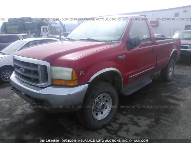 1FTNF21S0YED49349 - 2000 FORD F250 SUPER DUTY RED photo 2
