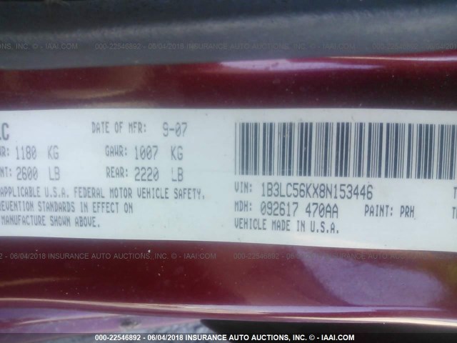 1B3LC56KX8N153446 - 2008 DODGE AVENGER SXT MAROON photo 9