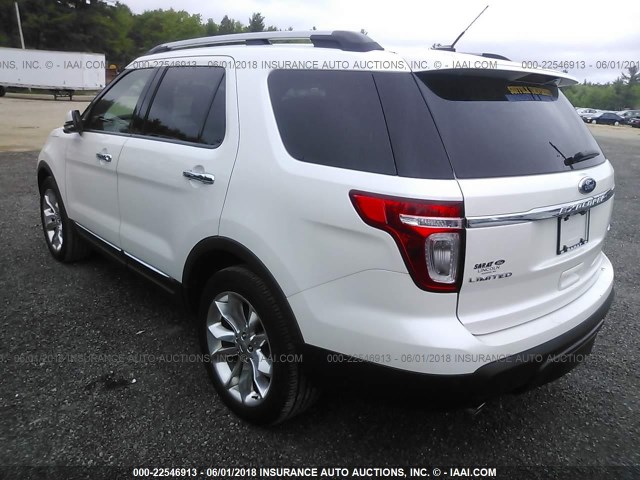 1FMHK8F86BGA10854 - 2011 FORD EXPLORER LIMITED WHITE photo 3