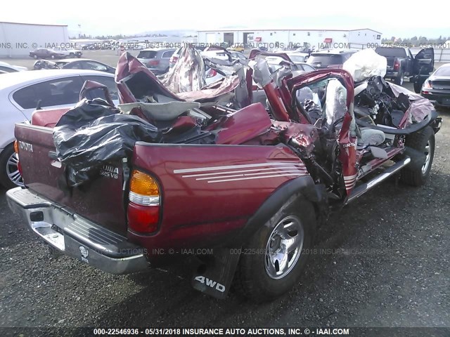 5TEHN72N63Z218194 - 2003 TOYOTA TACOMA DOUBLE CAB RED photo 4