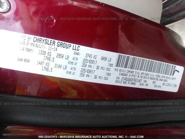 2C4RDGBG0FR631067 - 2015 DODGE GRAND CARAVAN SE RED photo 9