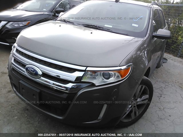 2FMDK3KC1EBA78065 - 2014 FORD EDGE LIMITED BROWN photo 2