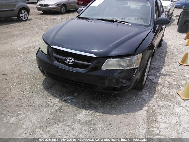 5NPEU46F96H043082 - 2006 HYUNDAI SONATA GLS/LX 黑色 照片 6