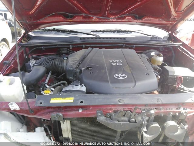 3TMLU4EN3AM038169 - 2010 TOYOTA TACOMA DOUBLE CAB წითელი ფოტო 10