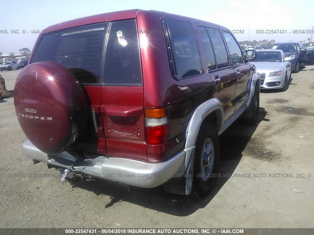 JACDJ58X5X7920946 - 1999 ISUZU TROOPER S BURGUNDY photo 4