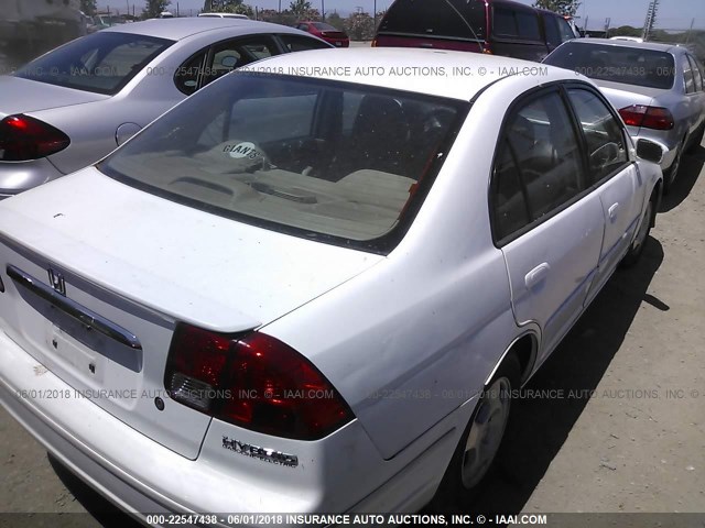 JHMES96613S021530 - 2003 HONDA CIVIC HYBRID WHITE photo 4