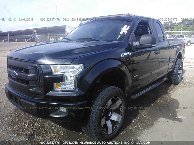 1FTEX1CP9FFA49090 - 2015 FORD F150 SUPER CAB BLACK photo 2