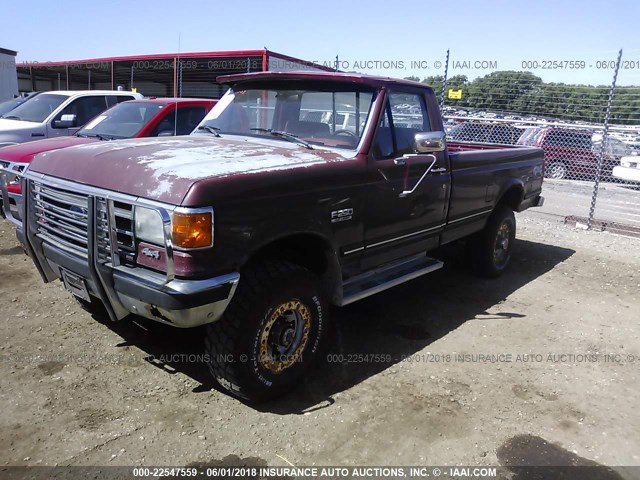 2FTHF26G9MCB02171 - 1991 FORD F250 RED photo 2