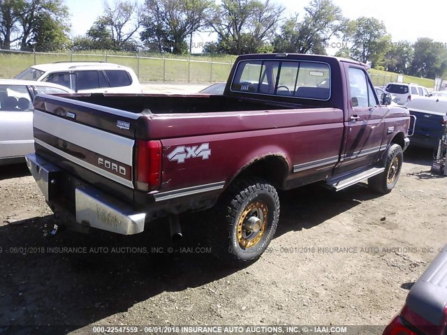 2FTHF26G9MCB02171 - 1991 FORD F250 RED photo 4