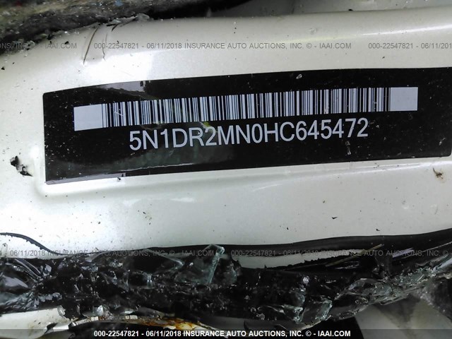 5N1DR2MN0HC645472 - 2017 NISSAN PATHFINDER S/SV/SL/PLATINUM WHITE photo 9