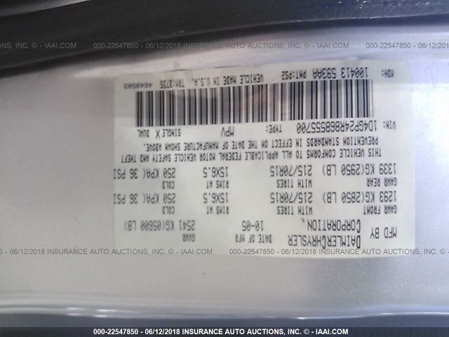 1D4GP24R86B555700 - 2006 DODGE GRAND CARAVAN SE SILVER photo 9