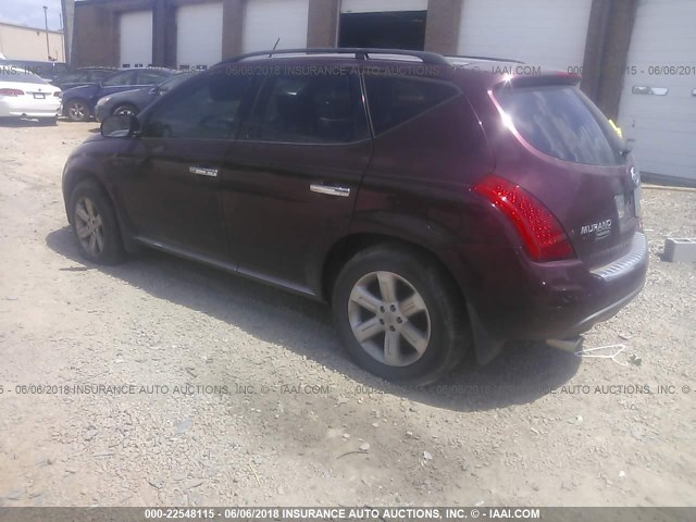 JN8AZ08W17W608270 - 2007 NISSAN MURANO SL/SE/S BURGUNDY photo 3