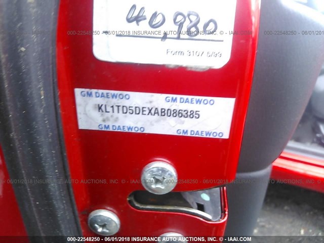 KL1TD5DEXAB086385 - 2010 CHEVROLET AVEO LS/LT 红色 照片 9